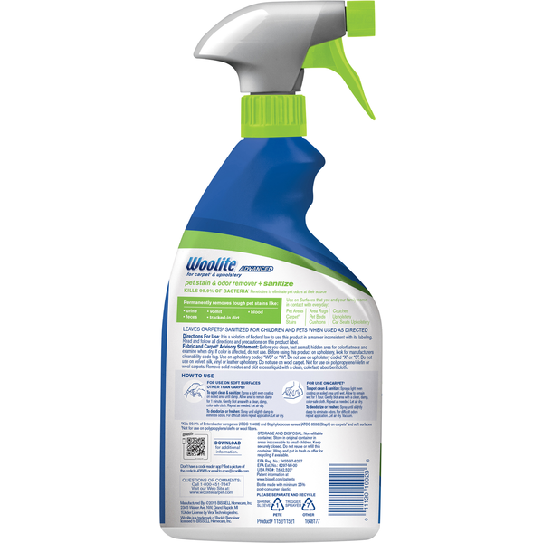 Woolite Pet Stain & Odor Remover, +Sanitize, Advanced