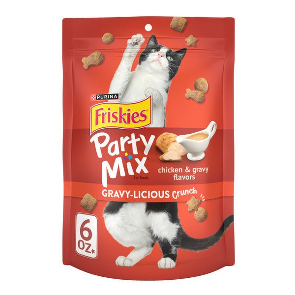 Purina Friskies Cat Treats, Party Mix Gravy-licious Crunch Chicken and Gravy Flavors DestGlow