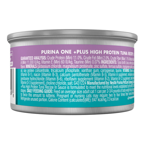 Purina ONE Natural, High Protein Cat Food, Tuna Recipe in Sauce