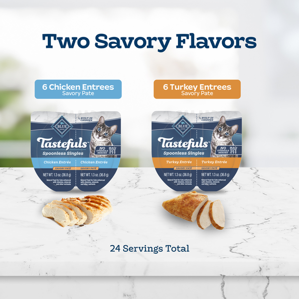 Blue Buffalo Tastefuls Spoonless Singles Wet Cat Food, Chicken and Turkey, Variety Pack