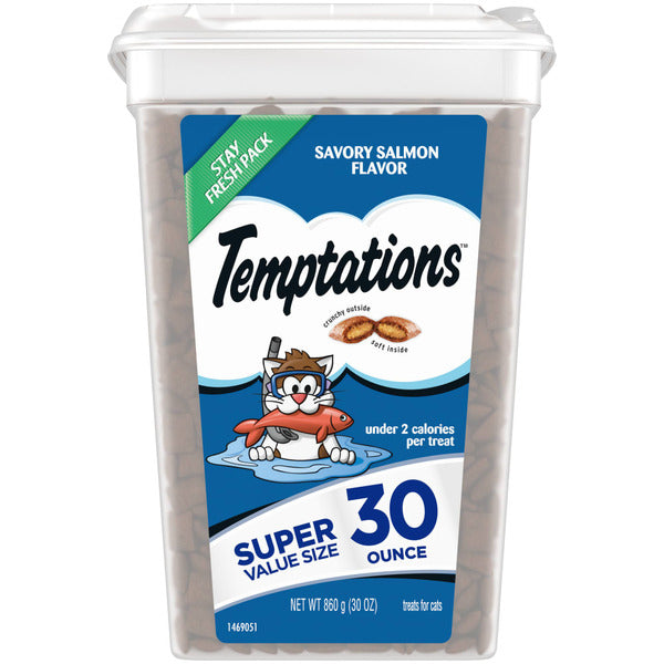 TEMPTATIONS Classic Crunchy and Soft Cat Treats Savory Salmon Flavor