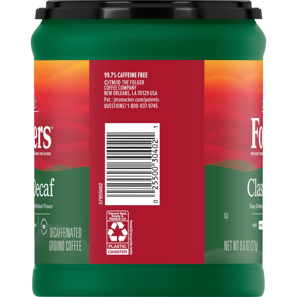 Folgers Coffee, Ground, Medium, Classic Decaf, Decaffeinated