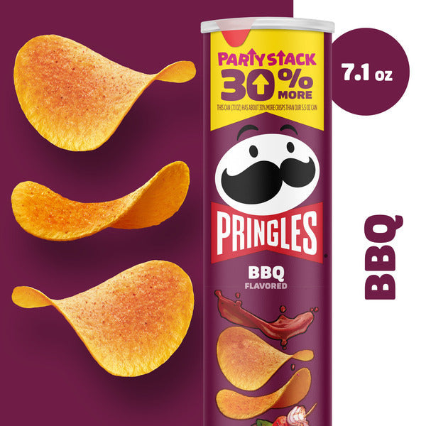 Pringles BBQ Potato Crisps Chips, Lunch Snacks, Party Stack, 7.1 oz