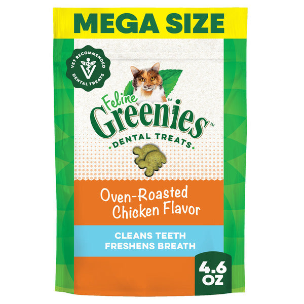 GREENIES Feline Adult Natural Dental Care Cat Treats, Oven Roasted Chicken Flavor DestGlow