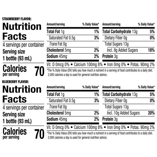 Dannon Light + Fit Probiotic Dailies Dairy Drink, Variety Pack, Blueberry & Strawberry, 3.1 oz., 8 Pack