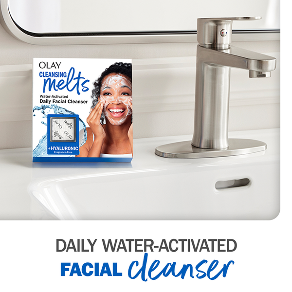 Olay Cleansing Melts + Hyaluronic Face Cleanser, Water-Activated Face Wash