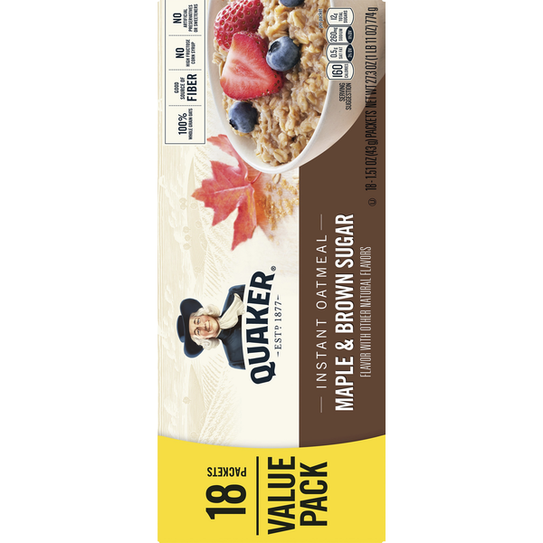 Quaker Instant Oatmeal, Maple & Brown Sugar - Pack