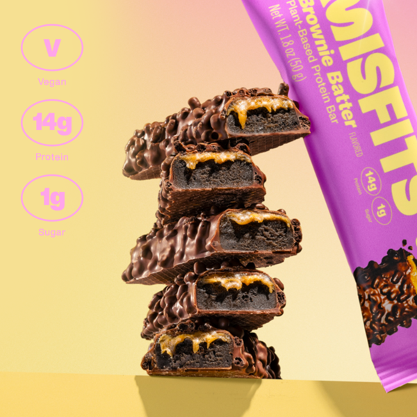 Misfits Plant Based Protein Bar, Vegan, High Protein, Brownie Batter
