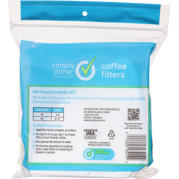 Simply Done 8-12 Cup Cone Style Coffee Filters