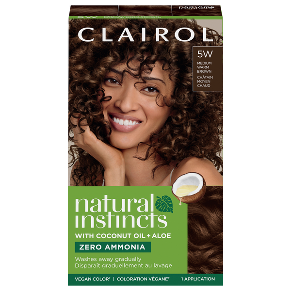 Clairol 5W Medium Warm Brown Zero Ammonia Vegan Hair Color with Coconut Oil + Aloe