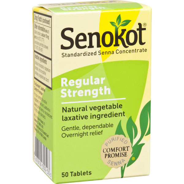 Senokot Senna Concentrate, Standardized, Regular Strength, 8.6 mg, Tablets
