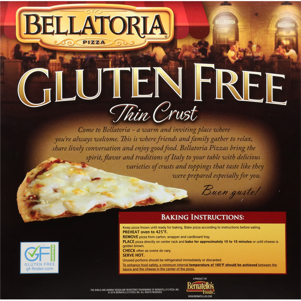 Bellatoria Pizza, Gluten Free, Cheese, Thin Crust