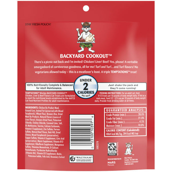 TEMPTATIONS MixUps Crunchy and Soft Cat Treats Backyard Cookout Flavor
