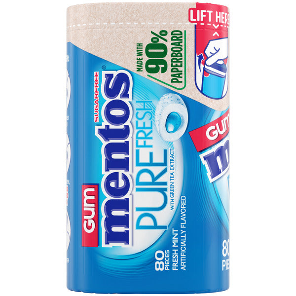 Mentos Gum Pure Fresh Fresh Mint, 90% Paperboard Bottle