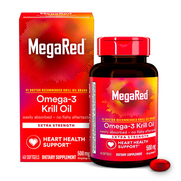 MEGARED® MegaRed 500mg Extra Strength Omega-3 Krill Oil, 40 Softgels