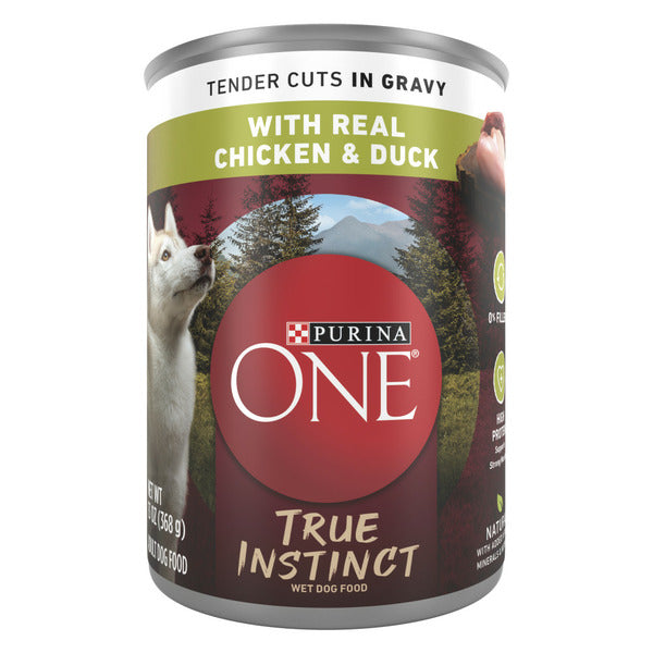 Purina ONE Natural Wet Dog Food Gravy, True Instinct Tender Cuts With Real Chicken and Duck DestGlow