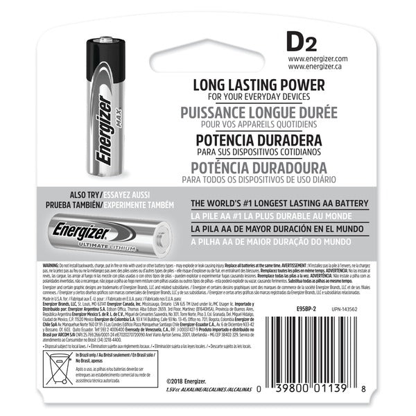 Energizer D Batteries, D Cell Alkaline Batteries