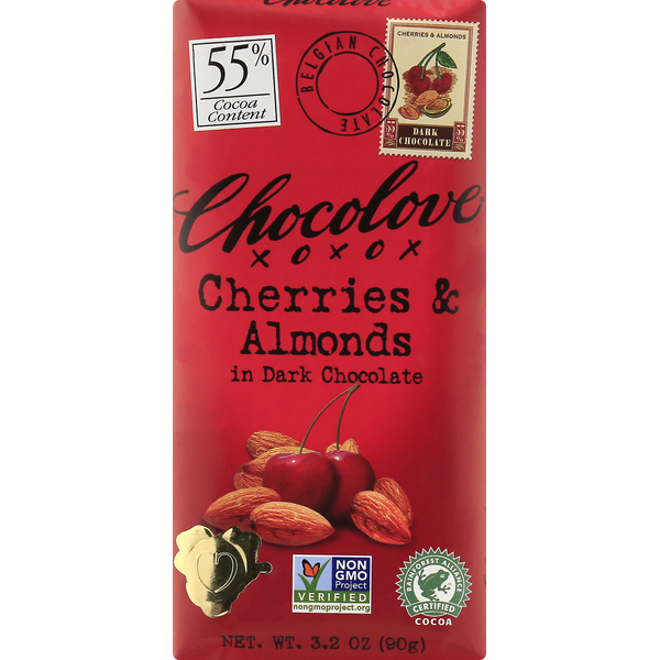 Chocolove Cherries & Almonds in Dark Chocolate, 55% Cocoa