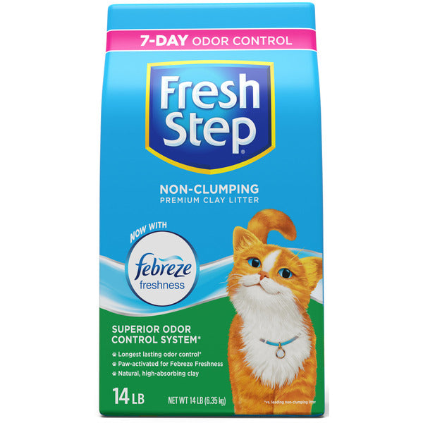 Fresh Step Non Clumping Cat Litter With Febreze Freshness, With 7-Day Odor Control