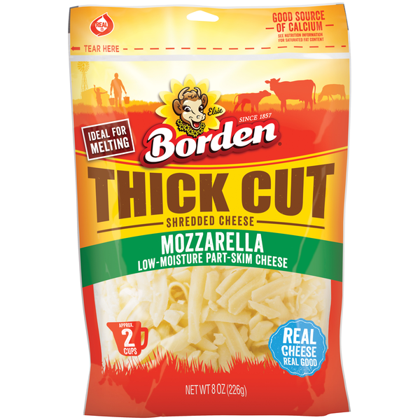 Borden Thick Cut Shredded Cheese, Mozzarella