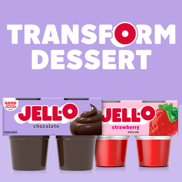 Jell-O Original Chocolate Refrigerated Pudding Cup Snacks Value Pack