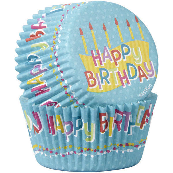 Wilton Happy Birthday Cupcake Liners, 50-Count DestGlow