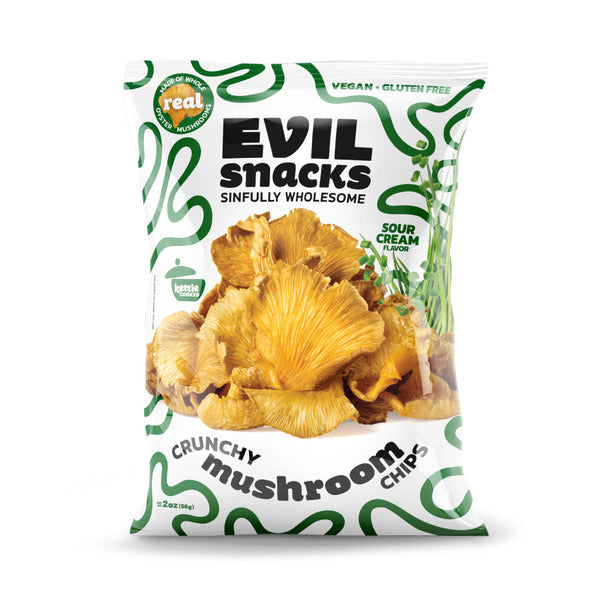 Evil Snacks Crunchy Mushroom Chips, Sour Cream