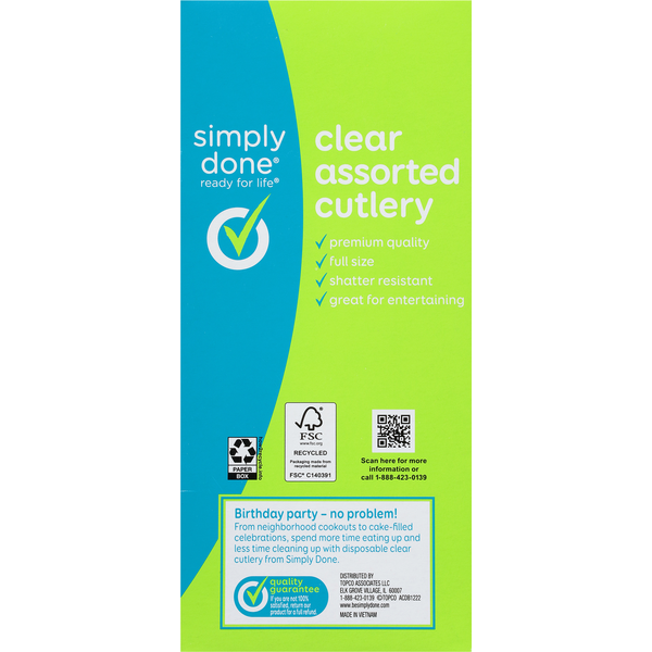 Simply Done Cutlery, Assorted, Clear