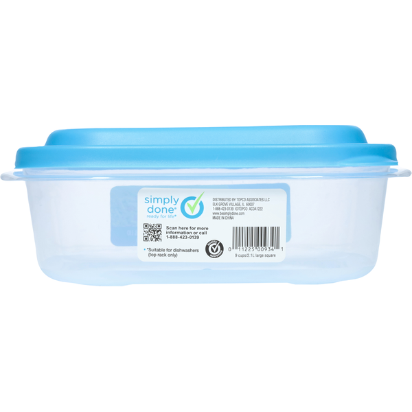 Simply Done Container & Lid, Durable, Large Square, 9 Cup