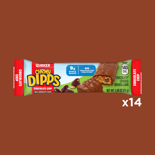 Quaker Chewy Dipps Granola Bars, Chocolate Chip - Pack