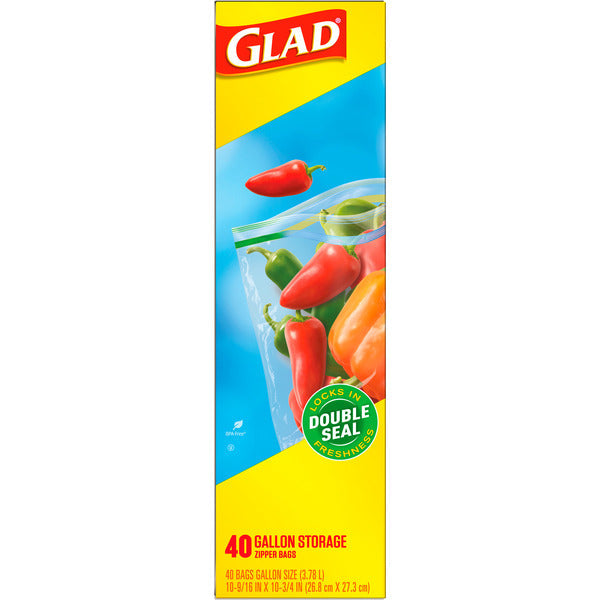 Glad Zipper Gallon Food Storage Plastic Bags