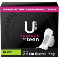 U by Kotex Balance Sized for Teens Ultra Thin Pads...
️