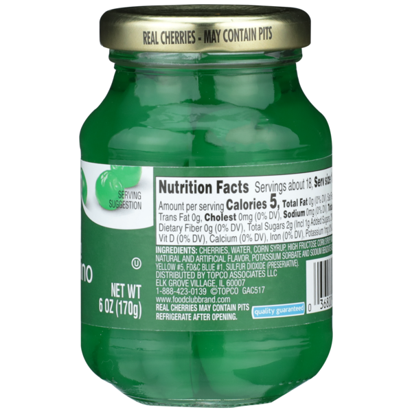 Food Club Whole Green Maraschino Cherries