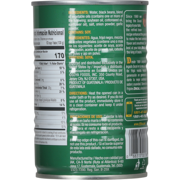 Ducal Black Beans, Refried