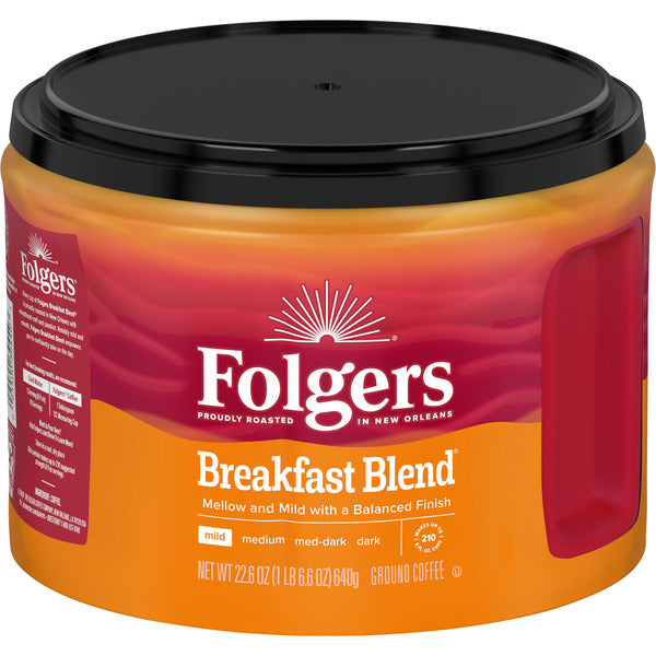 Folgers Breakfast Blend Ground Coffee, Mild Roast