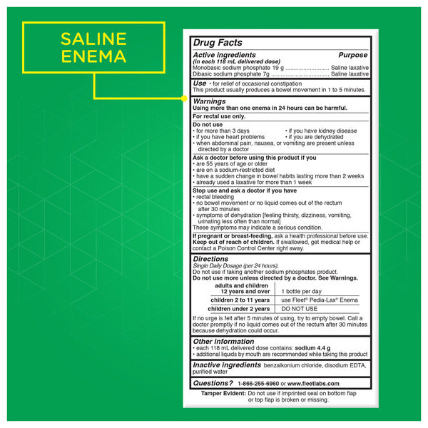 Fleet Laxative Saline Enema with Gentle Glide Tip