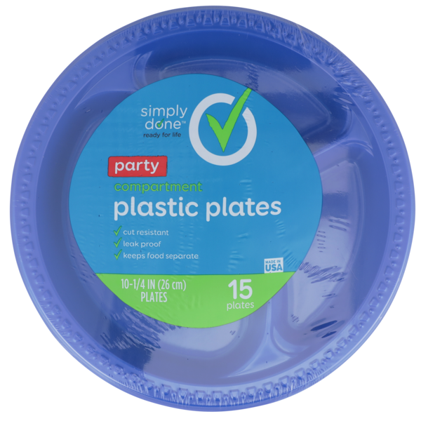 Simply Done 10-1/4" Party Compartment Plastic Plates