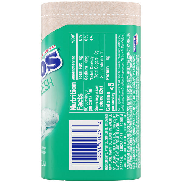 Mentos Gum Pure Fresh Spearmint, 80pc, Recyclable, 90% Paperboard Bottle