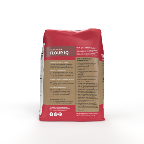 King Arthur Baking Company 100% Organic Whole Wheat Flour, 100% Whole Grain, Non-GMO Project Verified