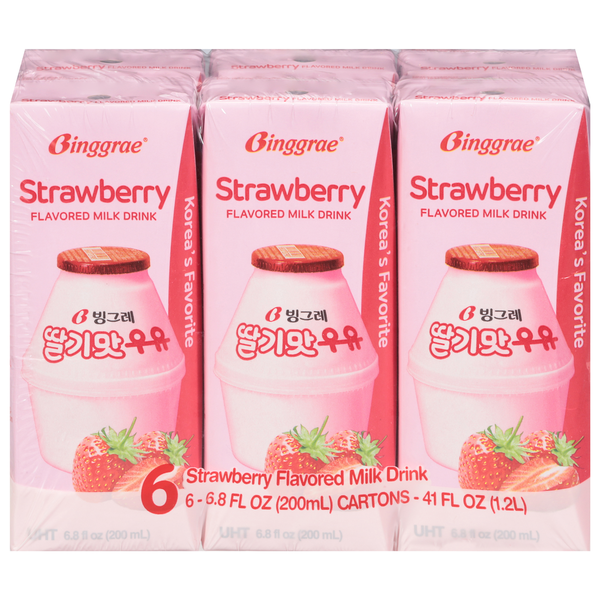 Binggrae Milk Drink, Strawberry Flavored