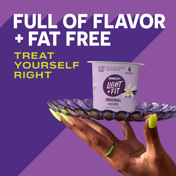 Dannon Light + Fit Original Nonfat Yogurt Pack, 0 Fat and 70 Calories, Creamy and Delicious Vanilla Yogurt