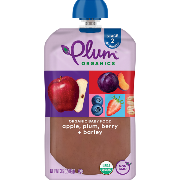 Plum Organics Stage 2 Organic Baby Food Apple, Plum, Berry & Barley DestGlow