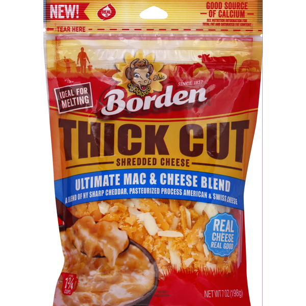 Borden Thick Cut Shredded Cheese, Ultimate Mac & Cheese Blend