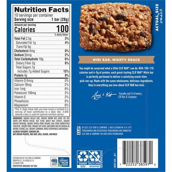 CLIF BAR Chocolate Chip Mini Snack-Size Energy Bars