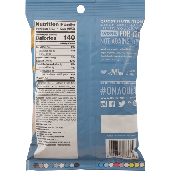 Quest Tortilla Style Ranch Flavor Protein Chips