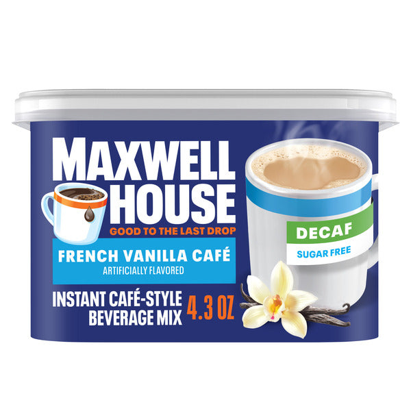 Maxwell House Sugar Free Decaf French Vanilla Cafe Instant Cafe-Style Beverage Mix
