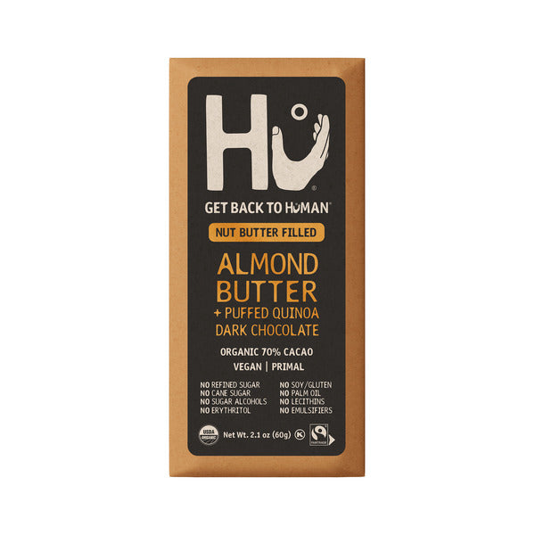 Hu Organic Almond Butter + Puffed Quinoa Dark Chocolate Bar 2.1 oz