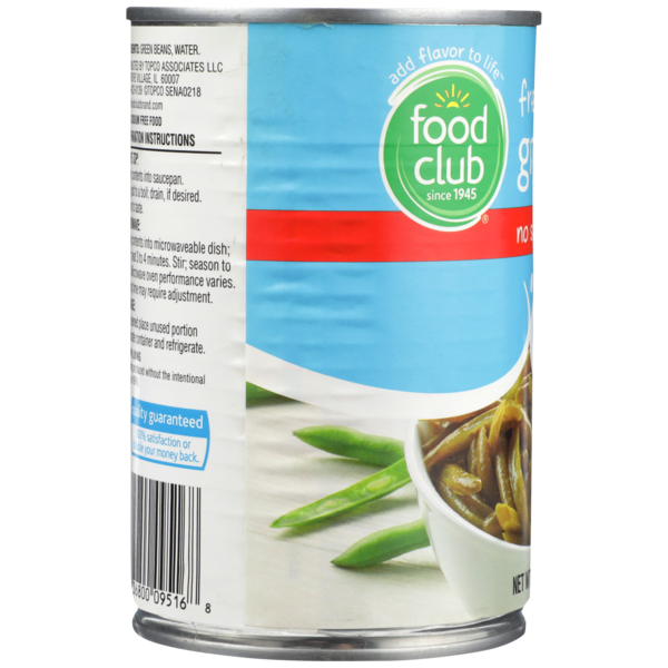 Food Club No Salt Added French Style Green Beans