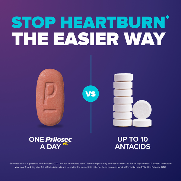 Prilosec OTC OTC Heartburn Relief, Omeprazole, Acid Reducer Tablets, Wildberry Flavor