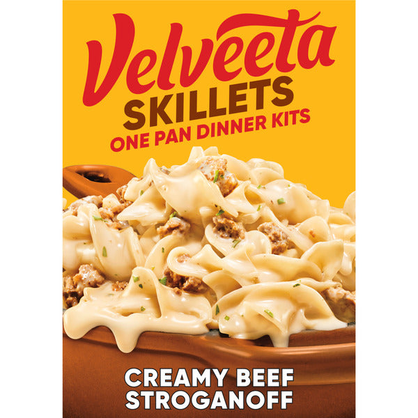 VELVEETA Creamy Beef Stroganoff One Pan Dinner Kit with Cheese Sauce, Pasta & Seasonings